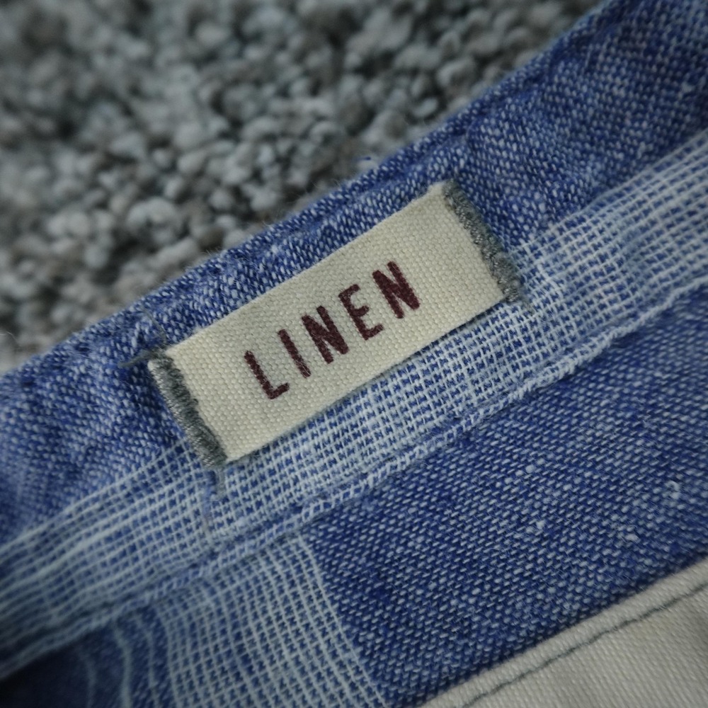 Hollister Shirt Mens M Blue Striped Linen Cotton Chambray Long Sleeve Button Up - Picture 4 of 9
